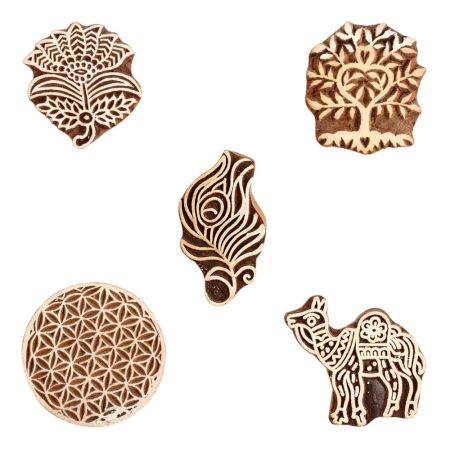 Set of 5 Piece New Mix Wooden Printing Block